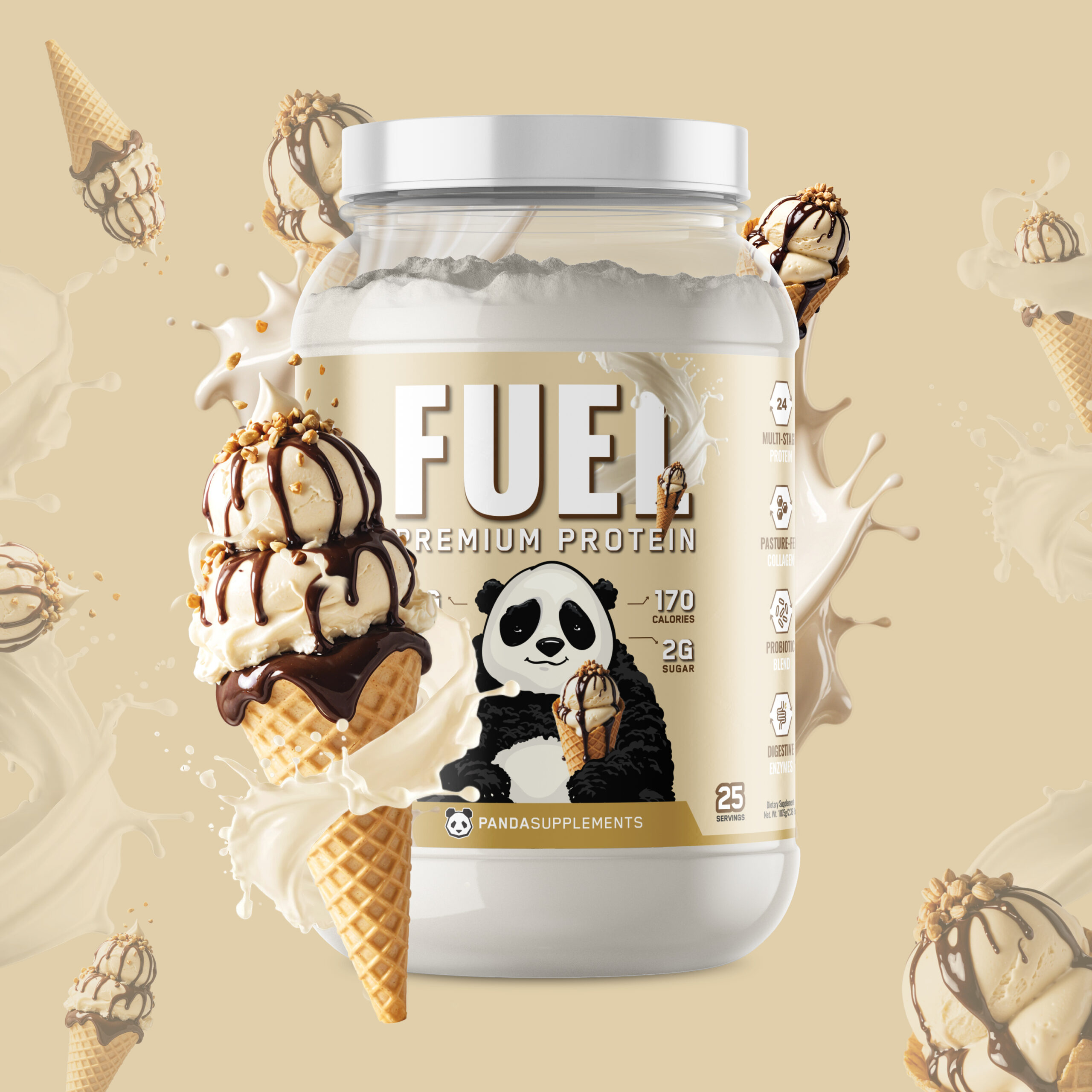 Panda Sundae Cone Protein