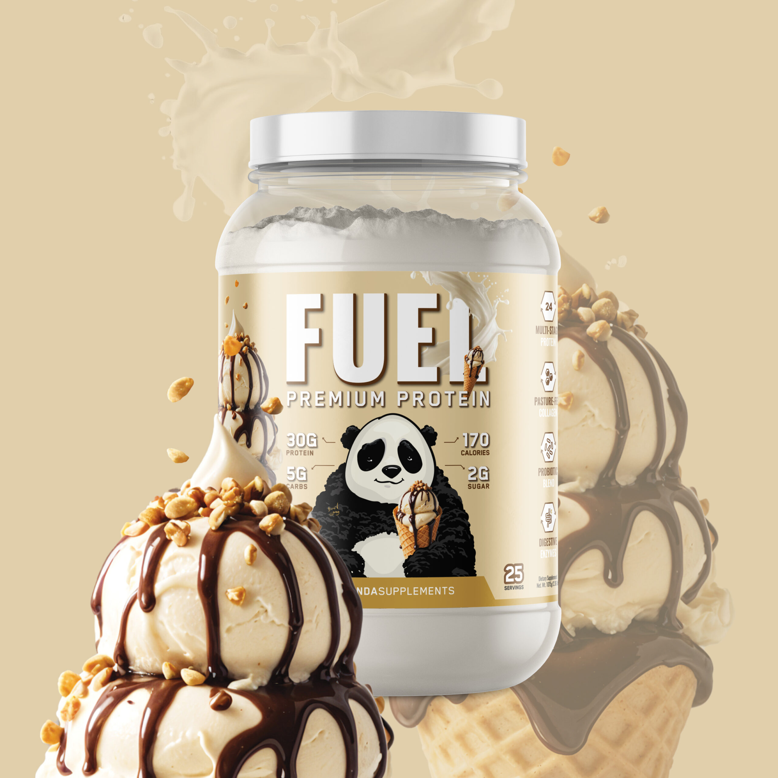 Panda Sundae Cone Protein