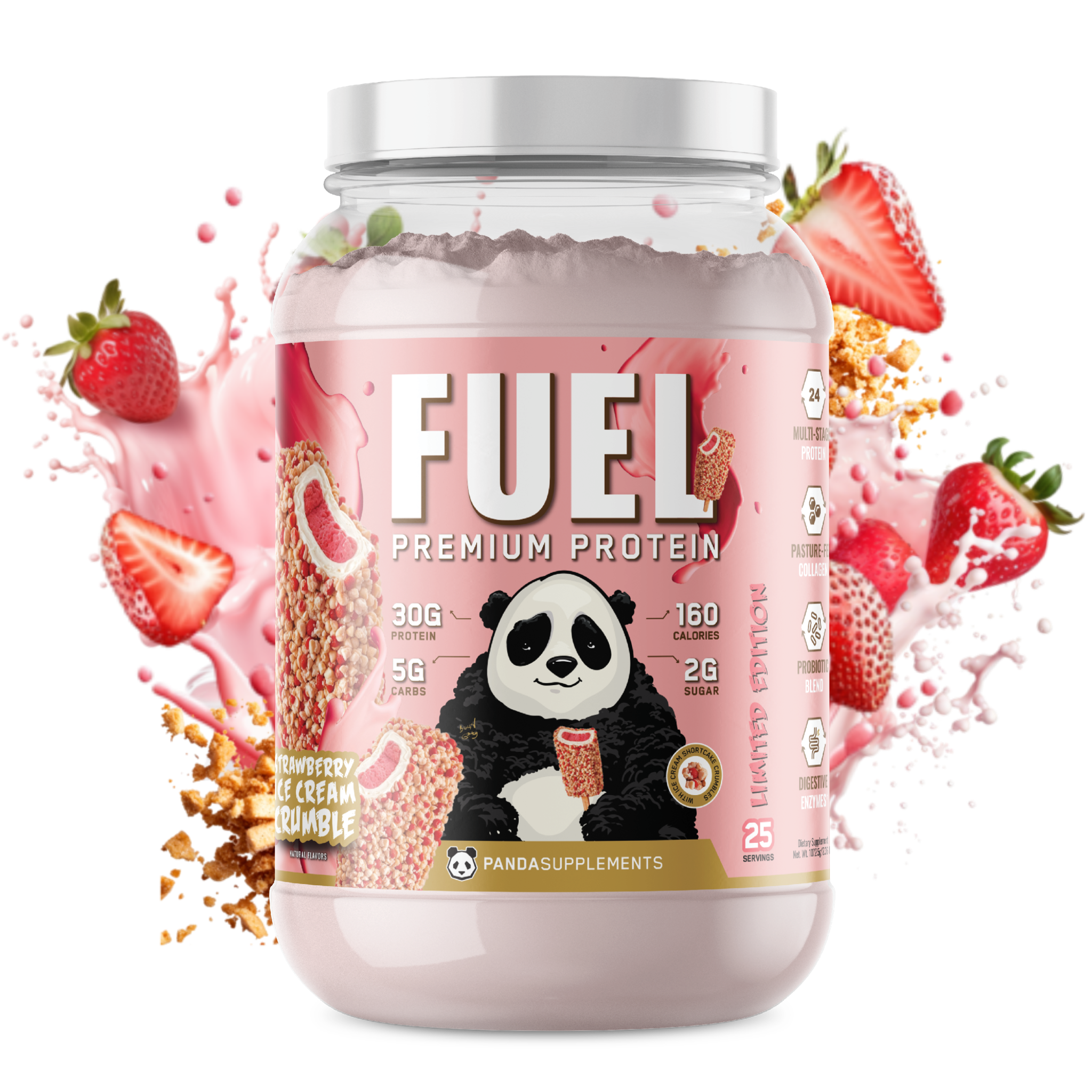 Panda Supps Strawberry Ice Cream Crumble Protein Panda Supps Strawberry Ice Cream Crumble Protein